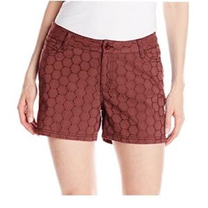 prAna Women's Michelle Shorts 8 Eyelet Lace in Red Raisin Cotton Shorts